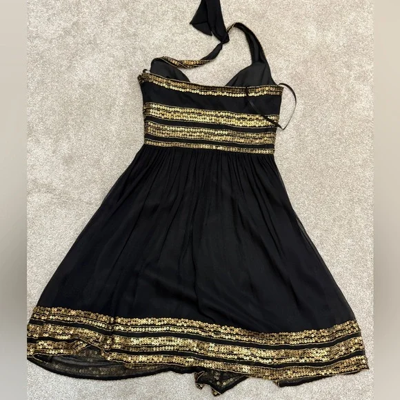 Vintage Cache Black Halter Dress with Gold Details - size 6 - NWT - Picture 14 of 15